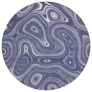 Piper Looms Chantille Geometric ACN2097 Plum Machine Washable Area Rug Round Main Image