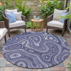 Piper Looms Chantille Geometric ACN2097 Plum Machine Washable Area Rug Round Outdoor Lifestyle Image Feature