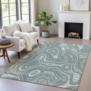 Piper Looms Chantille Geometric ACN2097 Sky Machine Washable Area Rug Lifestyle Image Feature