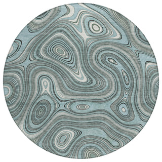 Piper Looms Chantille Geometric ACN2097 Sky Machine Washable Area Rug Round Main Image