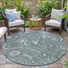 Piper Looms Chantille Geometric ACN2097 Sky Machine Washable Area Rug Round Outdoor Lifestyle Image Feature