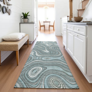 Piper Looms Chantille Geometric ACN2097 Sky Machine Washable Area Rug Runner Lifestyle Image Feature