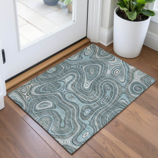 Piper Looms Chantille Geometric ACN2097 Sky Machine Washable Area Rug Scatter Lifestyle Image Feature
