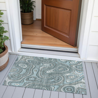 Piper Looms Chantille Geometric ACN2097 Sky Machine Washable Area Rug Scatter Outdoor Lifestyle Image Feature