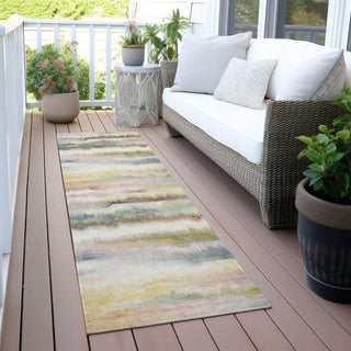 Piper Looms Chantille Stripes ACN2098 Gold Machine Washable Area Rug Runner Outdoor Lifestyle Image Feature