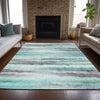 Piper Looms Chantille Stripes ACN2098 Teal Machine Washable Area Rug Lifestyle Image Feature