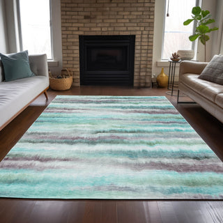 Piper Looms Chantille Stripes ACN2098 Teal Machine Washable Area Rug Lifestyle Image Feature