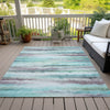 Piper Looms Chantille Stripes ACN2098 Teal Machine Washable Area Rug Outdoor Lifestyle Image Feature