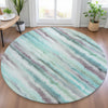 Piper Looms Chantille Stripes ACN2098 Teal Machine Washable Area Rug Round Lifestyle Image Feature