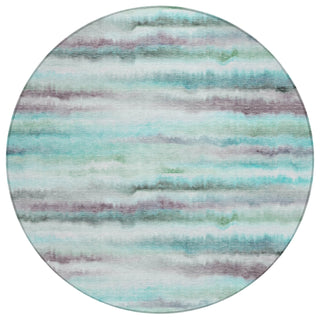 Piper Looms Chantille Stripes ACN2098 Teal Machine Washable Area Rug Round Main Image