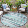Piper Looms Chantille Stripes ACN2098 Teal Machine Washable Area Rug Round Outdoor Lifestyle Image Feature