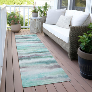 Piper Looms Chantille Stripes ACN2098 Teal Machine Washable Area Rug Runner Outdoor Lifestyle Image Feature