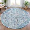 Piper Looms Chantille Global ACN2099 Blue Machine Washable Area Rug Round Lifestyle Image Feature