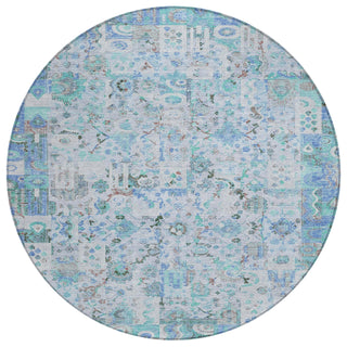 Piper Looms Chantille Global ACN2099 Blue Machine Washable Area Rug Round Main Image