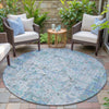 Piper Looms Chantille Global ACN2099 Blue Machine Washable Area Rug Round Outdoor Lifestyle Image Feature