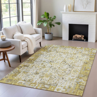 Piper Looms Chantille Global ACN2099 Gold Machine Washable Area Rug Lifestyle Image Feature