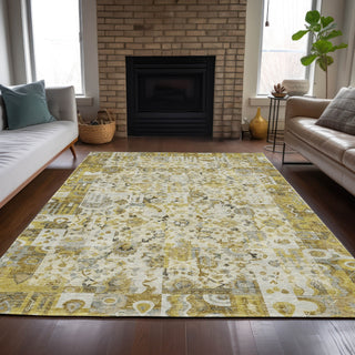 Piper Looms Chantille Global ACN2099 Gold Machine Washable Area Rug Lifestyle Image Feature