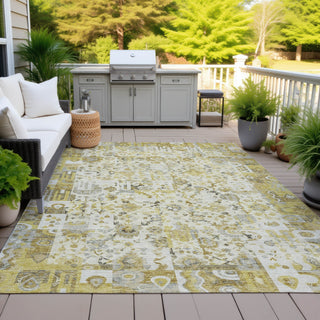 Piper Looms Chantille Global ACN2099 Gold Machine Washable Area Rug Outdoor Lifestyle Image Feature