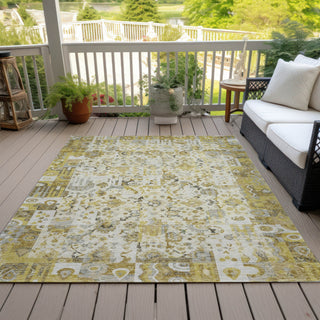 Piper Looms Chantille Global ACN2099 Gold Machine Washable Area Rug Outdoor Lifestyle Image Feature