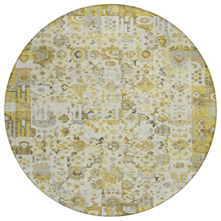 Piper Looms Chantille Global ACN2099 Gold Machine Washable Area Rug Round Main Image