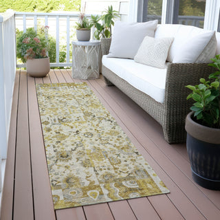 Piper Looms Chantille Global ACN2099 Gold Machine Washable Area Rug Runner Outdoor Lifestyle Image Feature