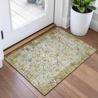 Piper Looms Chantille Global ACN2099 Gold Machine Washable Area Rug Scatter Lifestyle Image Feature