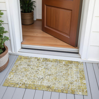 Piper Looms Chantille Global ACN2099 Gold Machine Washable Area Rug Scatter Outdoor Lifestyle Image Feature