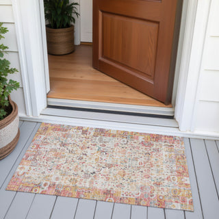 Piper Looms Chantille Global ACN2099 Pink Machine Washable Area Rug Scatter Outdoor Lifestyle Image Feature