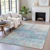 Piper Looms Chantille Abstract ACN2100 Aqua Machine Washable Area Rug Lifestyle Image Feature