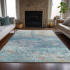 Piper Looms Chantille Abstract ACN2100 Aqua Machine Washable Area Rug Lifestyle Image Feature