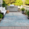 Piper Looms Chantille Abstract ACN2100 Aqua Machine Washable Area Rug Outdoor Lifestyle Image Feature