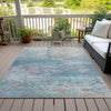 Piper Looms Chantille Abstract ACN2100 Aqua Machine Washable Area Rug Outdoor Lifestyle Image Feature