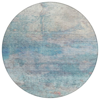 Piper Looms Chantille Abstract ACN2100 Aqua Machine Washable Area Rug Round Main Image
