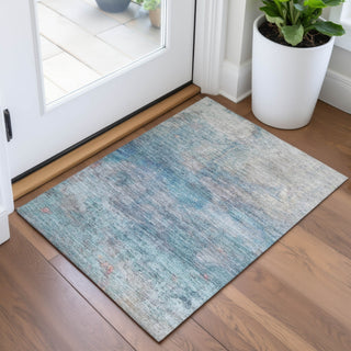 Piper Looms Chantille Abstract ACN2100 Aqua Machine Washable Area Rug Scatter Lifestyle Image Feature