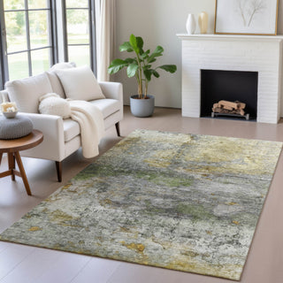Piper Looms Chantille Abstract ACN2100 Olive Machine Washable Area Rug Lifestyle Image Feature