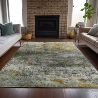 Piper Looms Chantille Abstract ACN2100 Olive Machine Washable Area Rug Lifestyle Image Feature