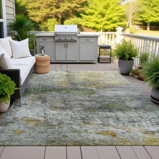 Piper Looms Chantille Abstract ACN2100 Olive Machine Washable Area Rug Outdoor Lifestyle Image Feature
