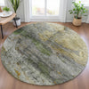 Piper Looms Chantille Abstract ACN2100 Olive Machine Washable Area Rug Round Lifestyle Image Feature