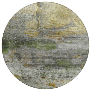 Piper Looms Chantille Abstract ACN2100 Olive Machine Washable Area Rug Round Main Image