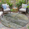 Piper Looms Chantille Abstract ACN2100 Olive Machine Washable Area Rug Round Outdoor Lifestyle Image Feature