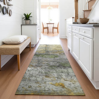 Piper Looms Chantille Abstract ACN2100 Olive Machine Washable Area Rug Runner Lifestyle Image Feature