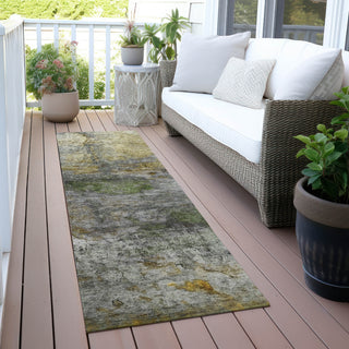 Piper Looms Chantille Abstract ACN2100 Olive Machine Washable Area Rug Runner Outdoor Lifestyle Image Feature