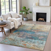 Piper Looms Chantille Abstract ACN2100 Teal Machine Washable Area Rug Lifestyle Image Feature