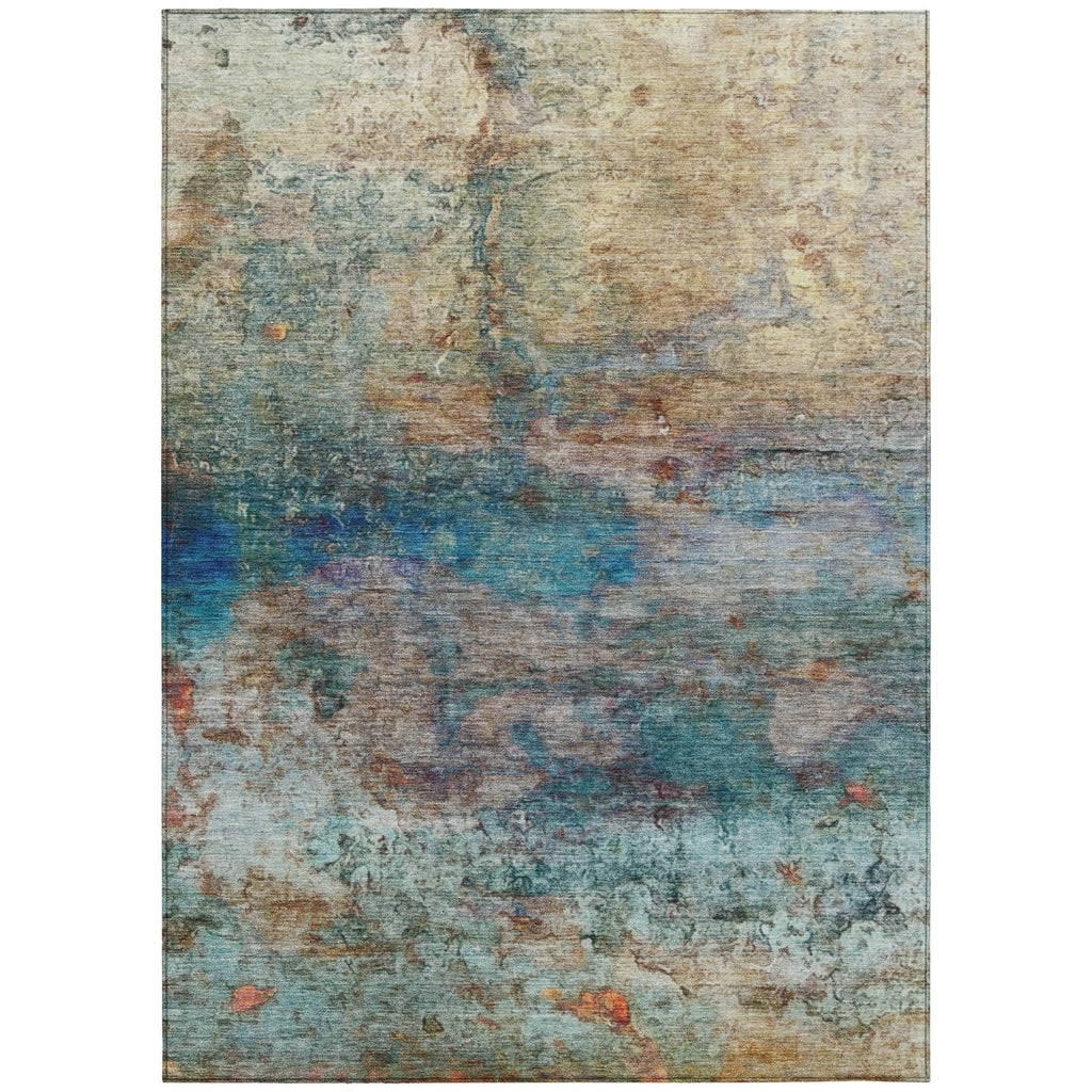Piper Looms Chantille Abstract ACN2100 Teal Machine Washable Area Rug main image