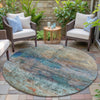 Piper Looms Chantille Abstract ACN2100 Teal Machine Washable Area Rug Round Outdoor Lifestyle Image Feature