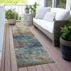 Piper Looms Chantille Abstract ACN2100 Teal Machine Washable Area Rug Runner Outdoor Lifestyle Image Feature