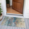 Piper Looms Chantille Abstract ACN2100 Teal Machine Washable Area Rug Scatter Outdoor Lifestyle Image Feature