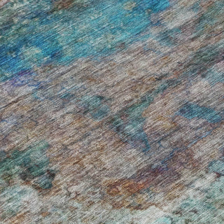 Piper Looms Chantille Abstract ACN2100 Teal Machine Washable Area Rug Swatch Image
