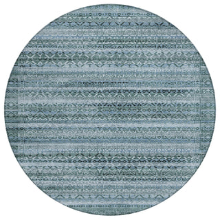 Piper Looms Chantille Stripes ACN2101 Aloe Machine Washable Area Rug Round Main Image