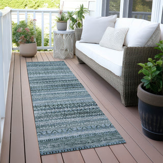 Piper Looms Chantille Stripes ACN2101 Aloe Machine Washable Area Rug Runner Outdoor Lifestyle Image Feature
